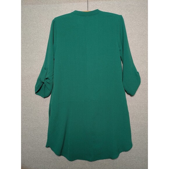 Lush Women's Small Novak Split Neck Three Quarter Sleeve Dress Popover Green - Picture 8 of 10